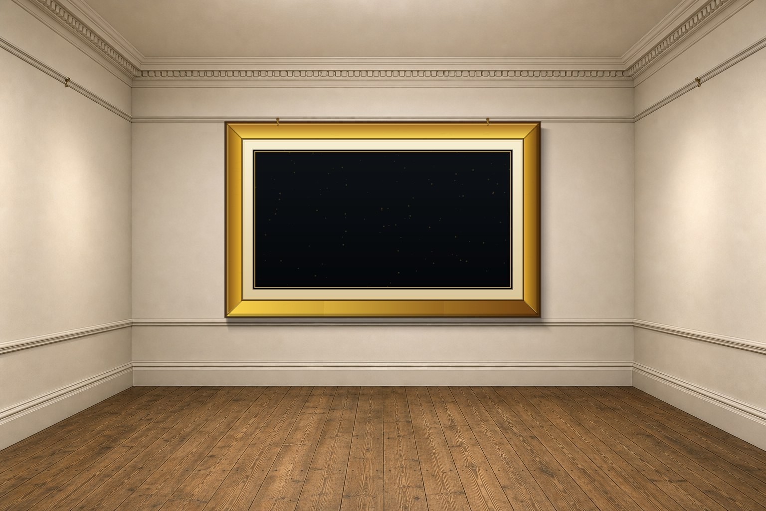 An old world gallery room with a gold-framed artwork labelled The Art of Investing